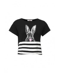 Женская черная футболка с круглым вырезом от Bright Girl