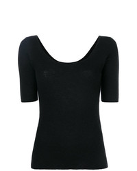 Женская черная футболка с круглым вырезом от Cashmere In Love