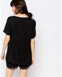 Женская черная футболка с круглым вырезом от Just Female