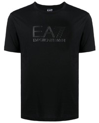 Мужская черная футболка с круглым вырезом от Ea7 Emporio Armani