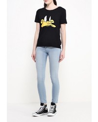 Женская черная футболка с круглым вырезом от Eleven Paris