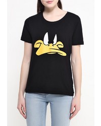 Женская черная футболка с круглым вырезом от Eleven Paris