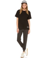 Женская черная футболка с круглым вырезом от Eleven Paris