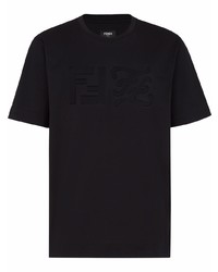 Мужская черная футболка с круглым вырезом от Fendi