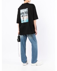 Мужская черная футболка с круглым вырезом от Juun.J