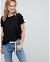 Женская черная футболка с круглым вырезом от Hollister