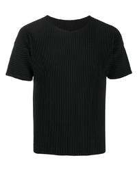 Мужская черная футболка с круглым вырезом от Homme Plissé Issey Miyake