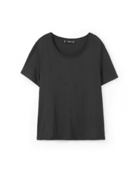 Женская черная футболка с круглым вырезом от Mango