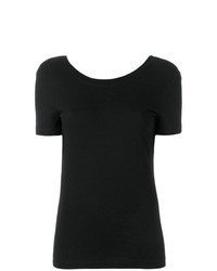 Женская черная футболка с круглым вырезом от MM6 MAISON MARGIELA