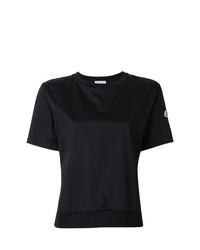 Женская черная футболка с круглым вырезом от Moncler