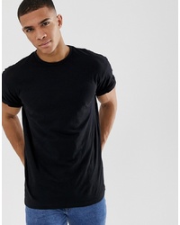 Мужская черная футболка с круглым вырезом от New Look