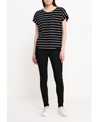 Женская черная футболка с круглым вырезом от Only