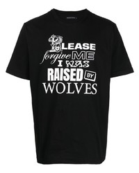 Мужская черная футболка с круглым вырезом от Raised By Wolves
