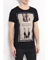 Мужская черная футболка с круглым вырезом от Religion
