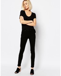 Женская черная футболка с круглым вырезом от Weekday