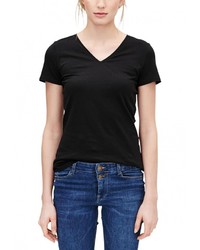 Женская черная футболка с круглым вырезом от s.Oliver