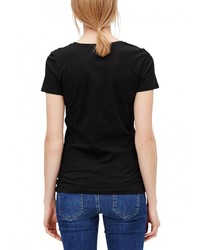 Женская черная футболка с круглым вырезом от s.Oliver