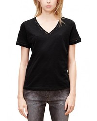 Женская черная футболка с круглым вырезом от s.Oliver