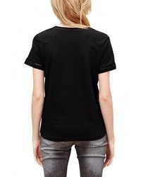 Женская черная футболка с круглым вырезом от s.Oliver