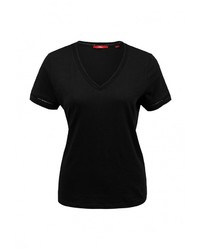 Женская черная футболка с круглым вырезом от s.Oliver