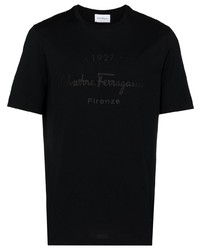 Мужская черная футболка с круглым вырезом от Salvatore Ferragamo