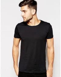 Мужская черная футболка с круглым вырезом от Selected