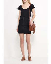 Женская черная футболка с круглым вырезом от SPRINGFIELD