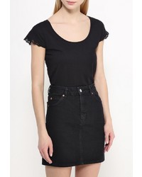 Женская черная футболка с круглым вырезом от SPRINGFIELD