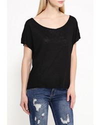 Женская черная футболка с круглым вырезом от Sweewe