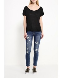 Женская черная футболка с круглым вырезом от Sweewe