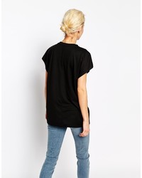 Женская черная футболка с круглым вырезом от Weekday