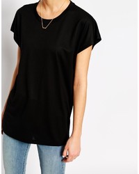Женская черная футболка с круглым вырезом от Weekday