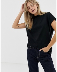 Женская черная футболка с круглым вырезом от Weekday