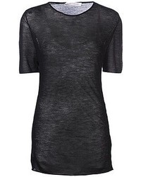 Женская черная футболка с круглым вырезом