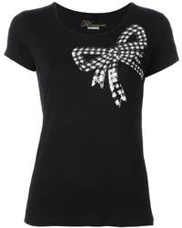 Женская черная футболка с пайетками от Blumarine