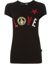 Женская черная футболка с пайетками от Love Moschino