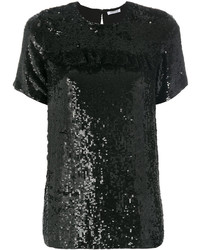 Женская черная футболка с пайетками от P.A.R.O.S.H.