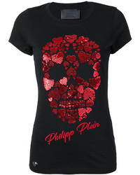 Женская черная футболка с пайетками от Philipp Plein
