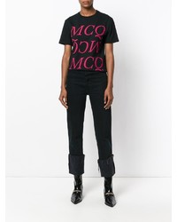 Женская черная футболка с принтом от MCQ