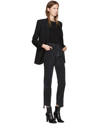 Женская черная футболка с принтом от Saint Laurent