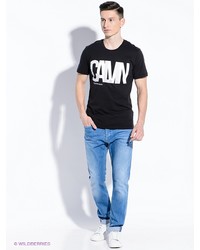 Мужская черная футболка с принтом от Calvin Klein