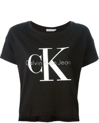 Женская черная футболка с принтом от Calvin Klein Jeans