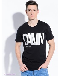 Мужская черная футболка с принтом от Calvin Klein