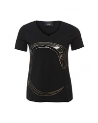 Женская черная футболка с принтом от Cavalli Class