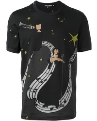 Мужская черная футболка с принтом от Dolce & Gabbana