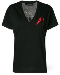 Женская черная футболка с принтом от Dsquared2