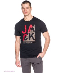 Мужская черная футболка с принтом от Jack Wolfskin