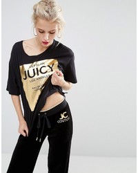 Женская черная футболка с принтом от Juicy Couture