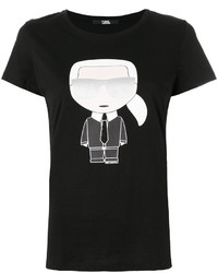 Женская черная футболка с принтом от Karl Lagerfeld