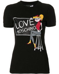 Женская черная футболка с принтом от Love Moschino